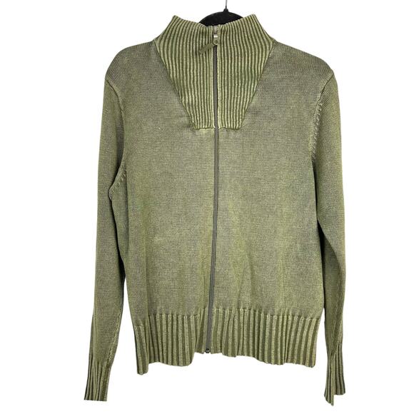 WOOLRICH Women’s Zip Front Cotton/Ramie Cardigan  Lg  Retro Grunge Fall Preppy - Picture 4 of 9